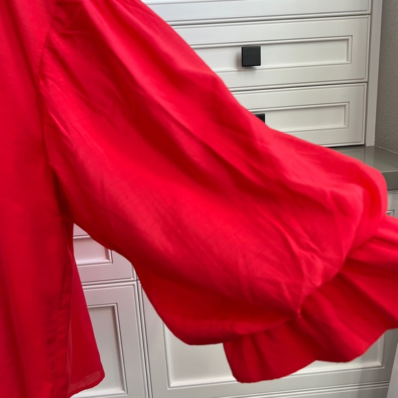 Women's Red Blouse Ruffle Sleeves Plus Size 2X - Picture 3 of 7